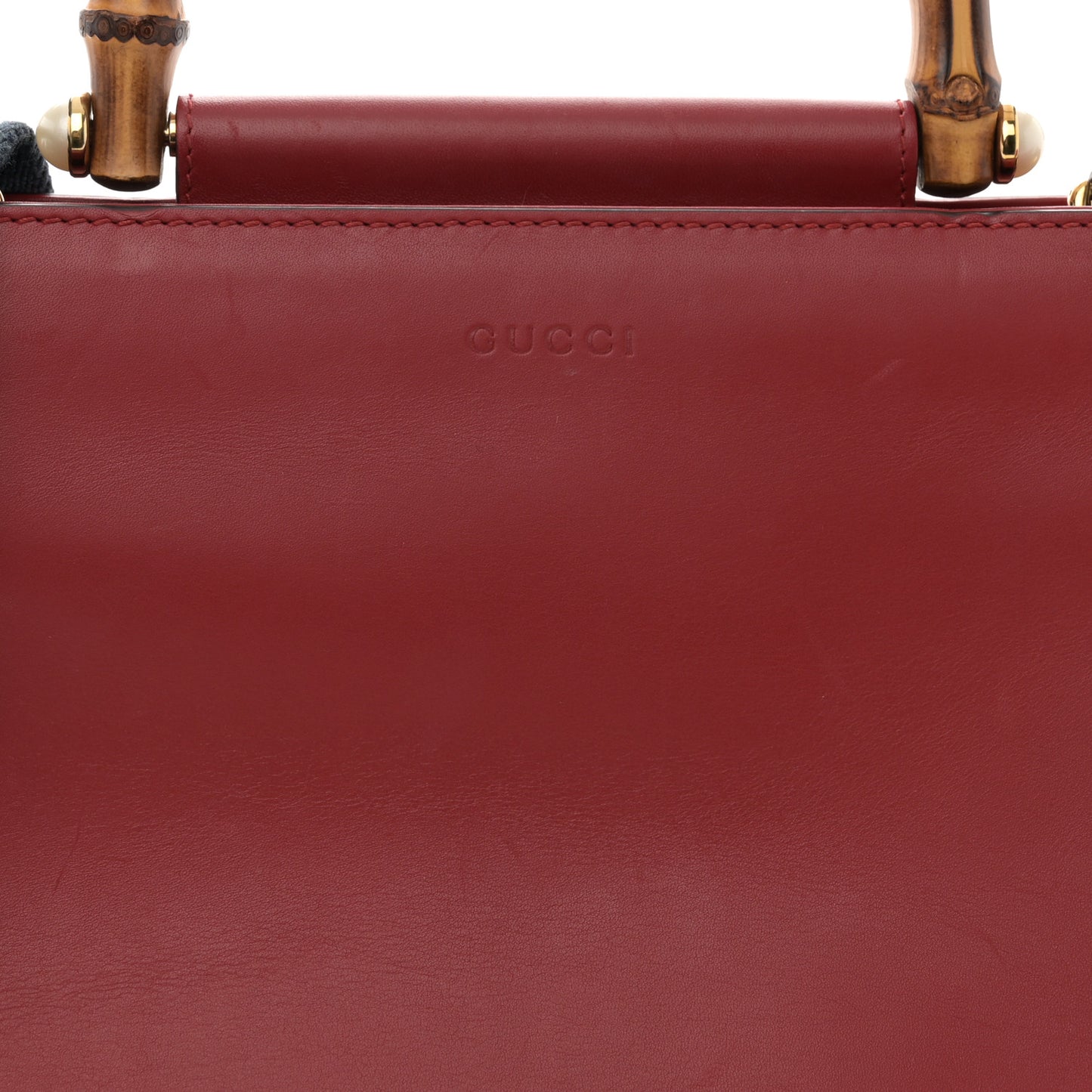 Nappa Bamboo Web Small Nymphaea Top Handle Bag Hibiscus Red