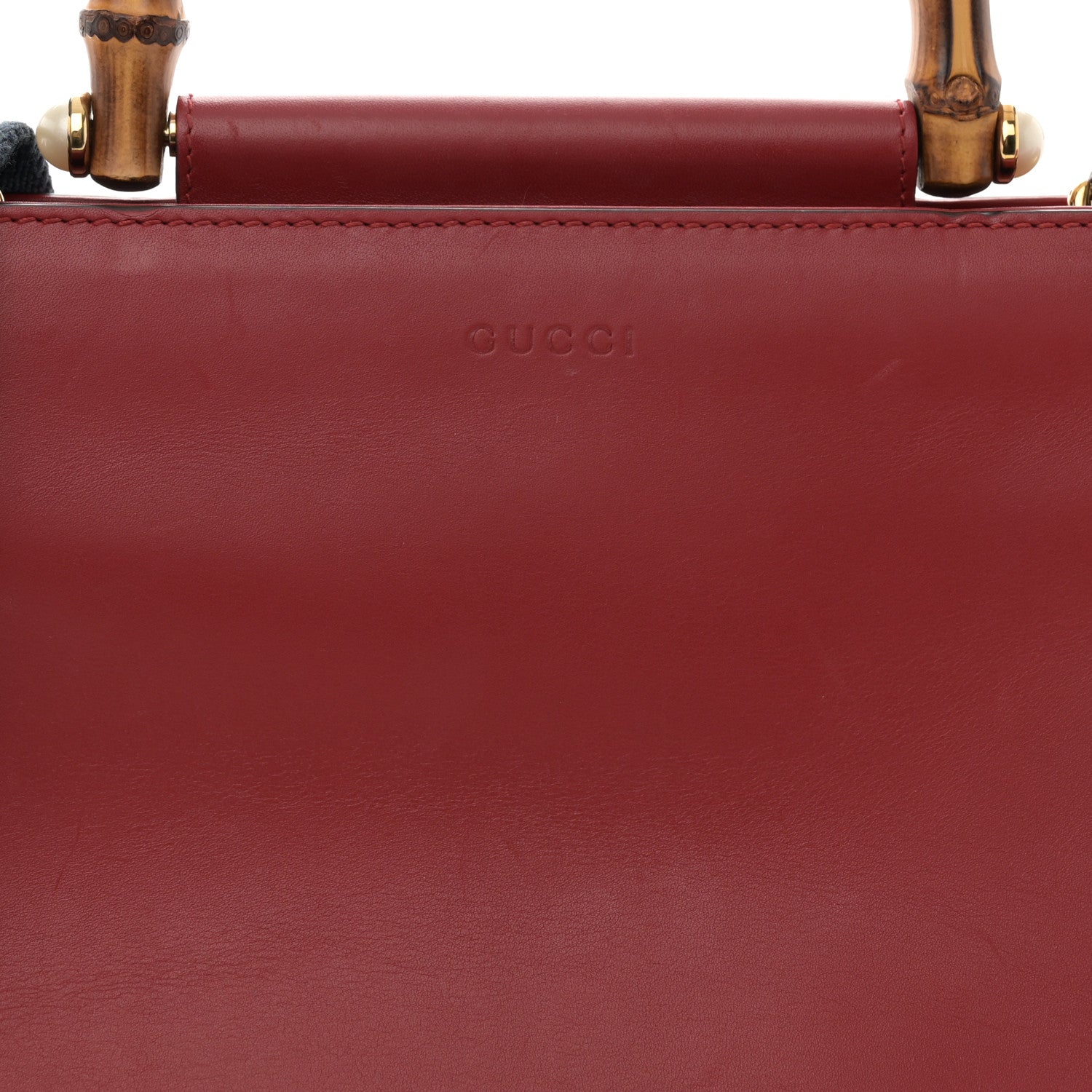 Gucci Nappa Bamboo Web Small Nymphaea Top Handle Bag Hibiscus Red 8 of 13