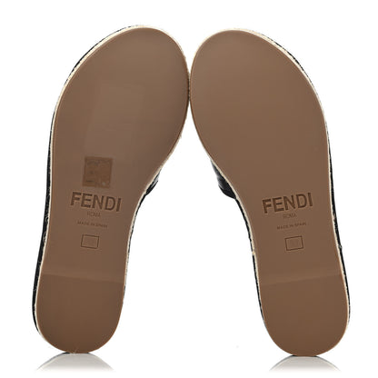 Fendi Nappa FF Embossed Espadrille Platform Sandals 37 Black 4 of 4