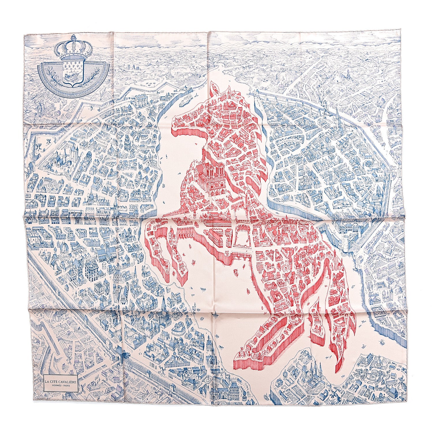 Hermes Silk La Cite Cavaliere Scarf 90 Rose The Blue Jean 1 of 4