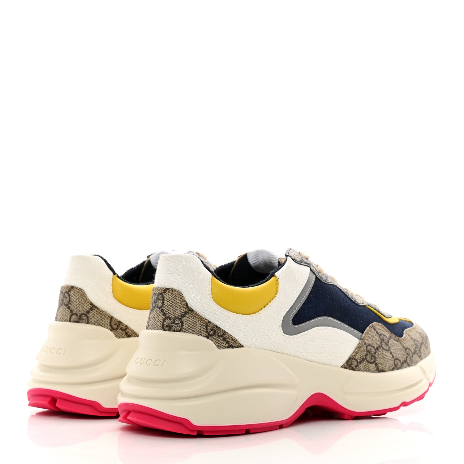 Gucci GG Supreme Monogram Mix Monogram Mens Rhyton Sneakers 9 London Blue Beige Sun Yellow 4 of 9