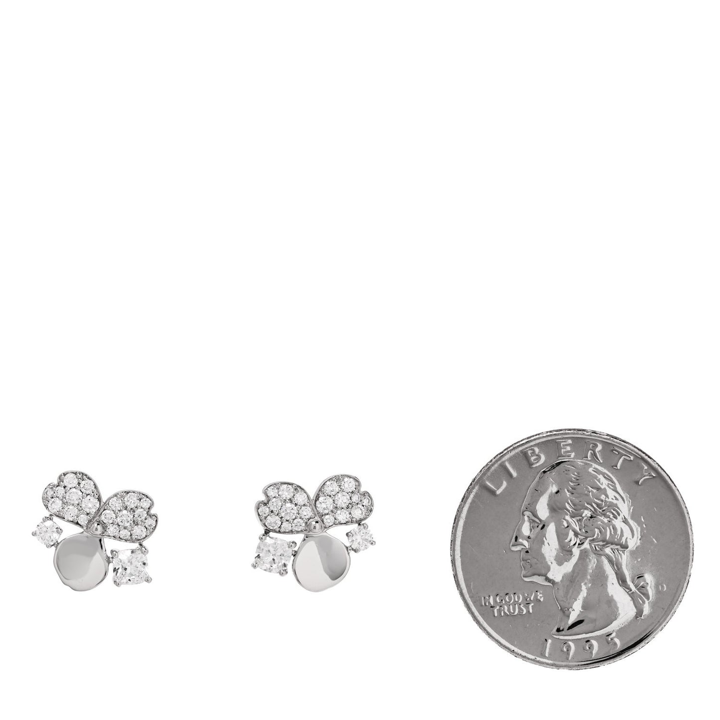 Platinum Diamond Paper Flowers Cluster Earrings