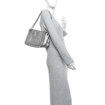 Chanel Metallic Deerskin Luxe Ligne Flap  Silver 2 of 16