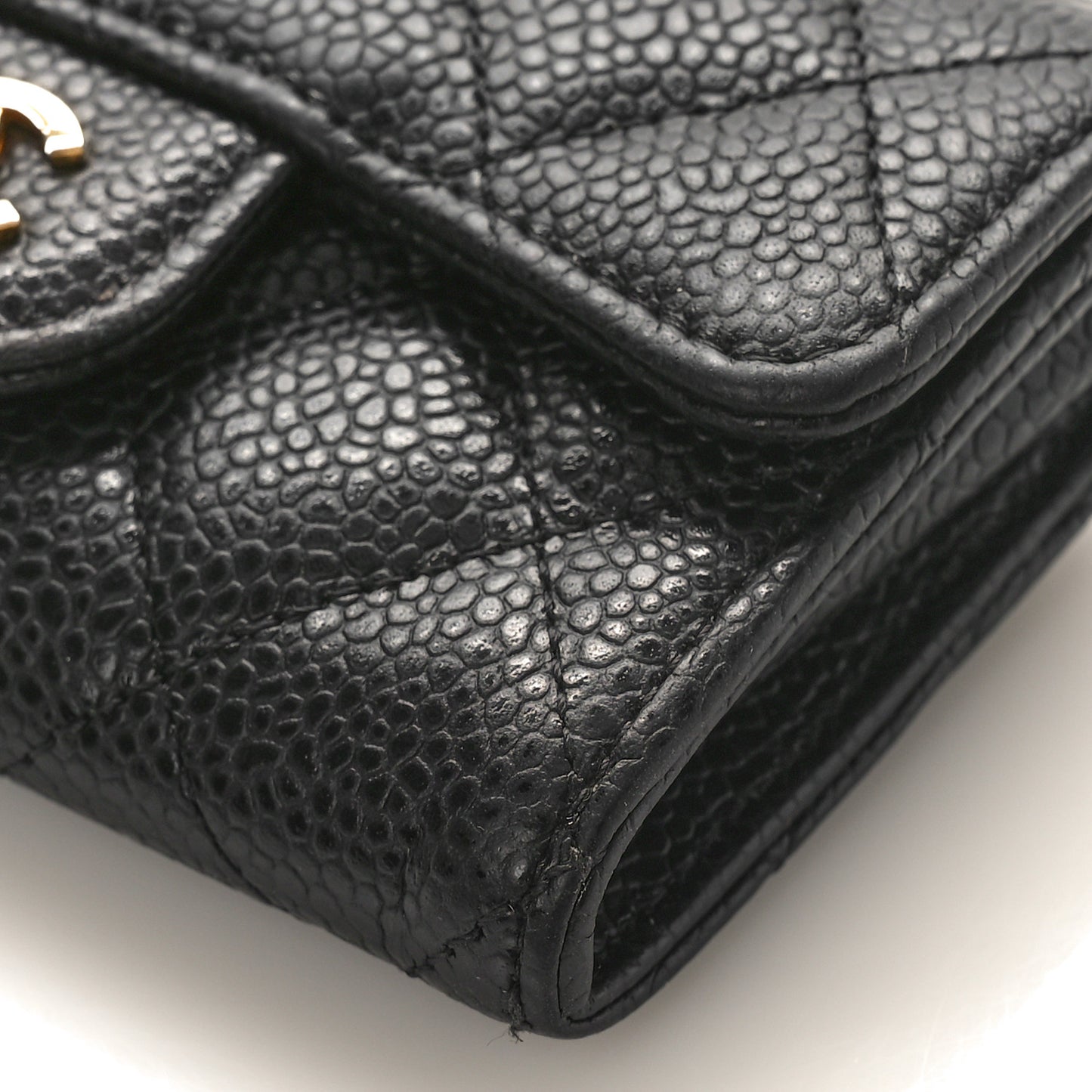 Caviar Quilted Flap Card Holder Black