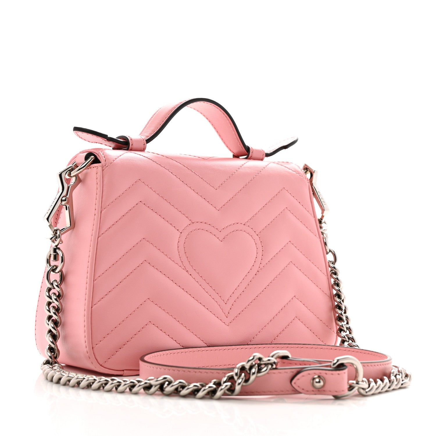 Gucci Calfskin Matelasse Mini GG Marmont Top Handle Shoulder Bag Wild Rose 3 of 13