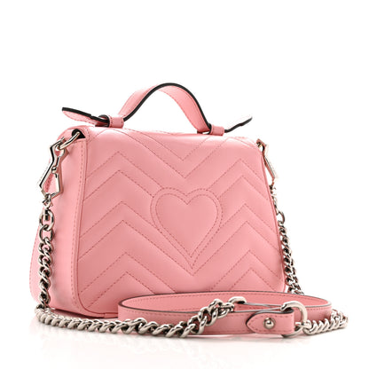 Gucci Calfskin Matelasse Mini GG Marmont Top Handle Shoulder Bag Wild Rose 3 of 13