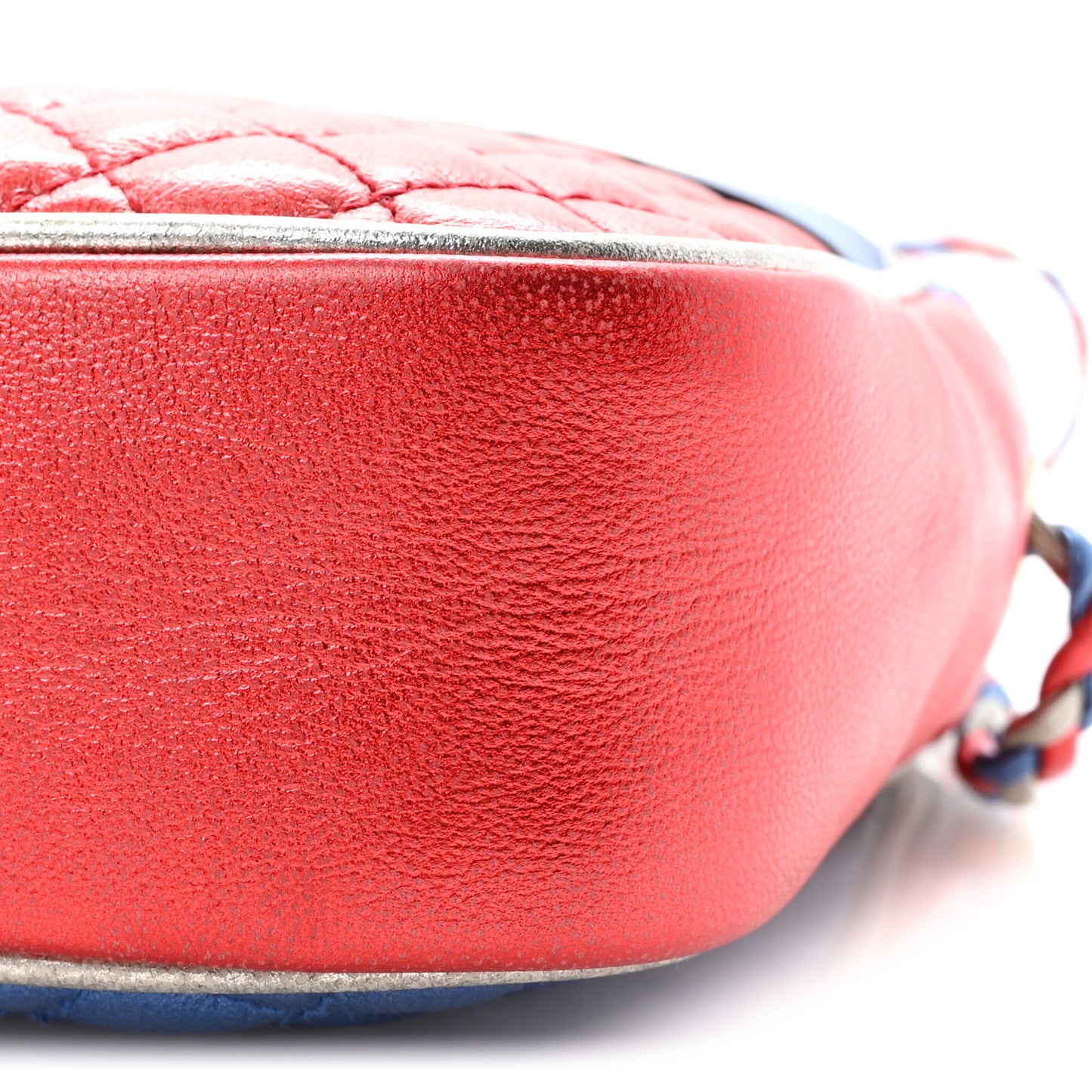 Laminated Nappa Trapuntata Small Zumi Shoulder Bag Rosso Marine Argento