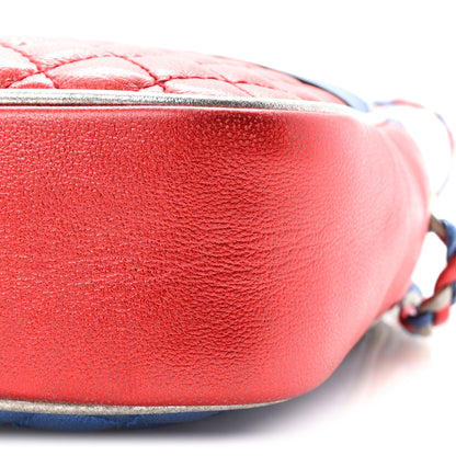 Gucci Laminated Nappa Trapuntata Small Zumi Shoulder Bag Rosso Marine Argento 10 of 11