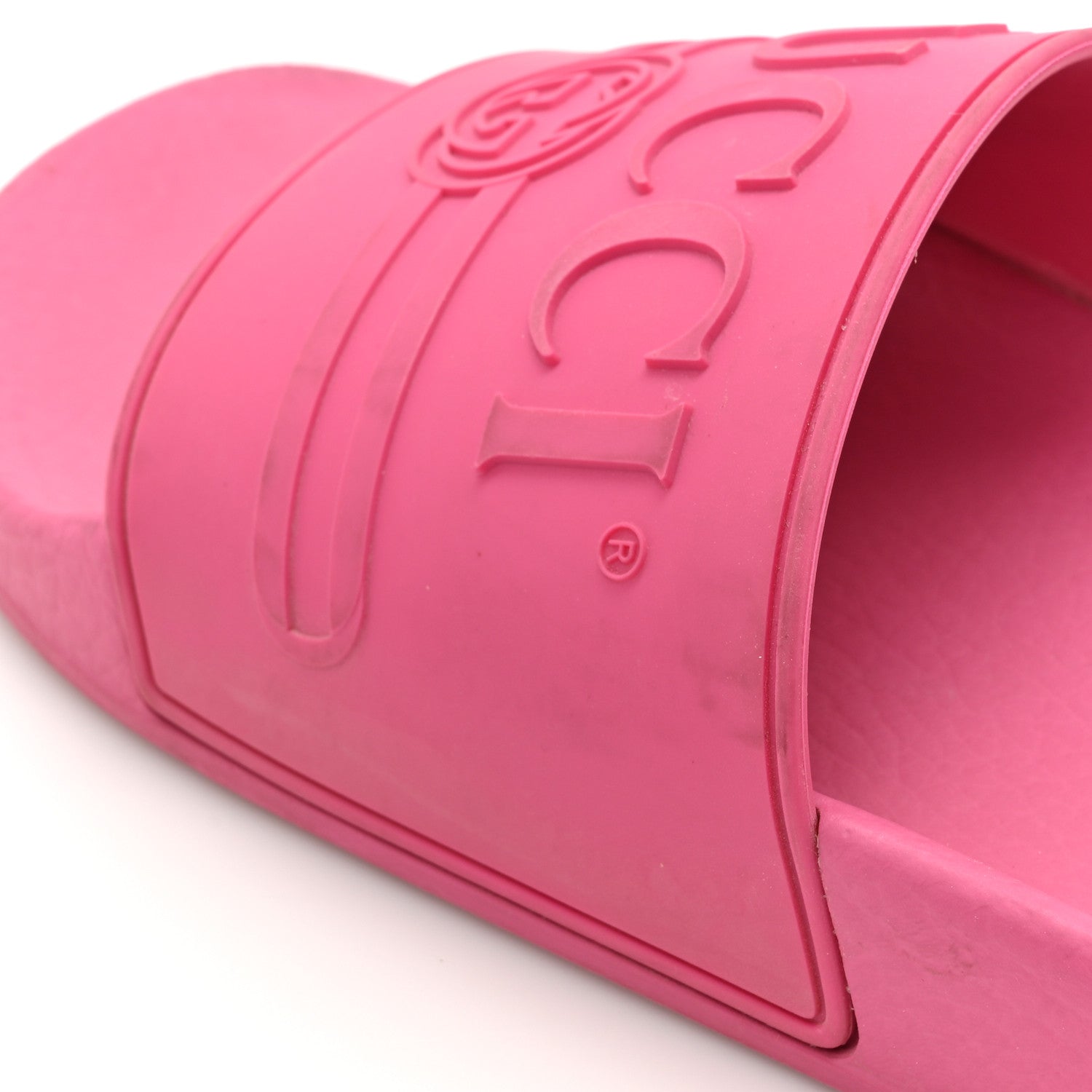 Gucci Rubber Womens Logo Slide Sandals 39 Fuchsia 9 of 10