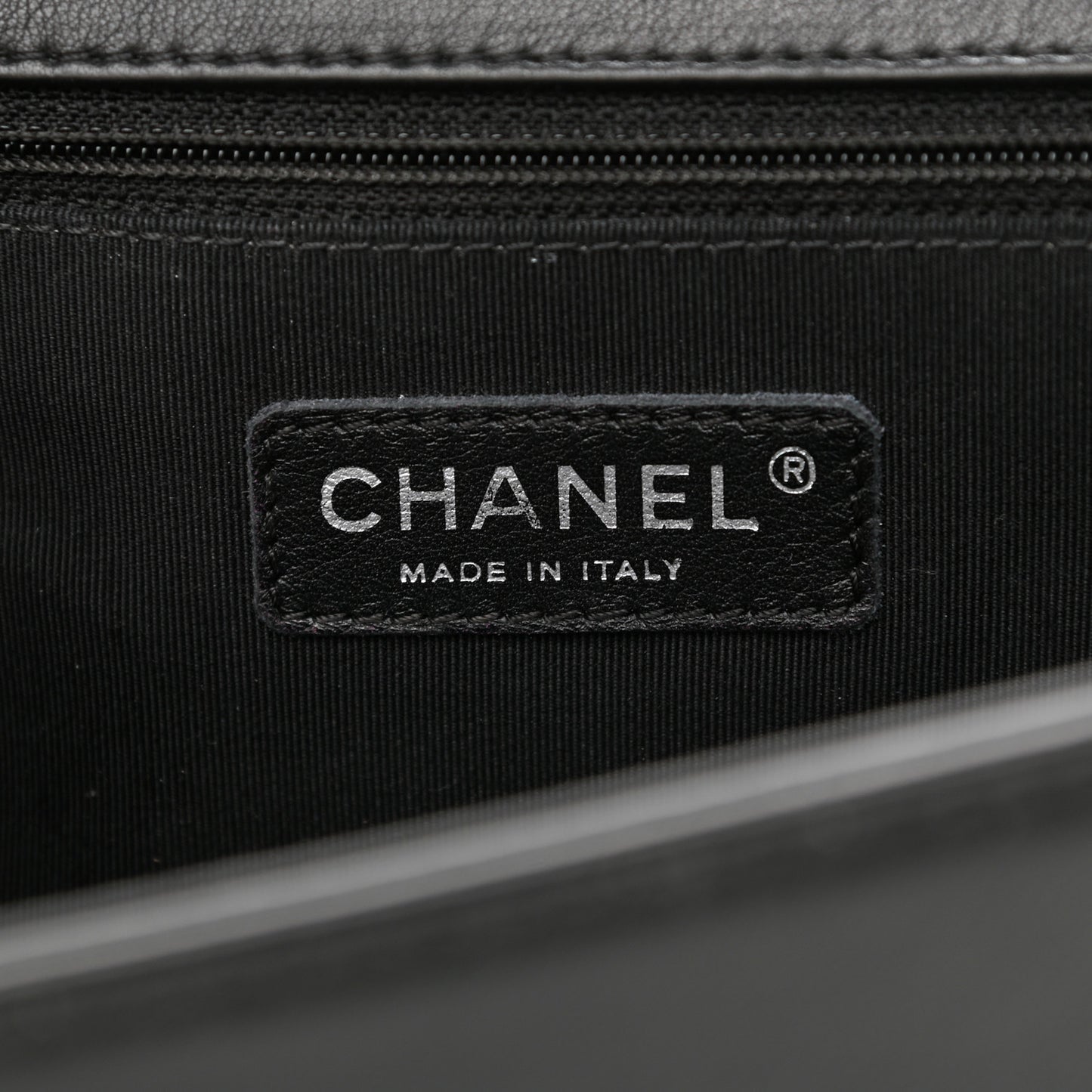 Calfskin Quilted Large Boy Flap Black