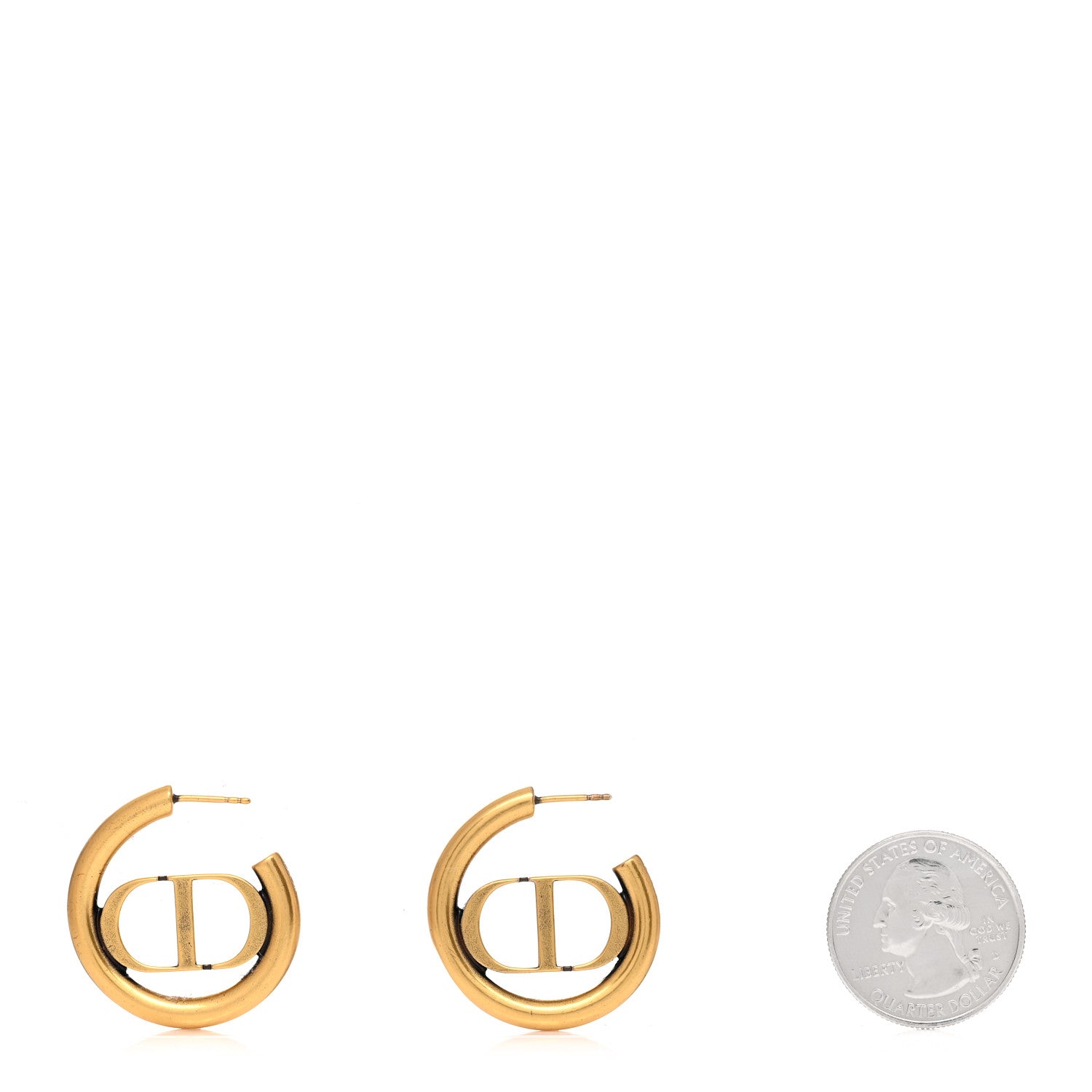 Christian Dior Metal 30 Montaigne Hoop Earrings Aged Gold 2 of 4