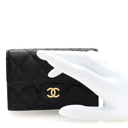 Chanel Caviar Quilted Flap Card Holder Wallet Black 2 of 8