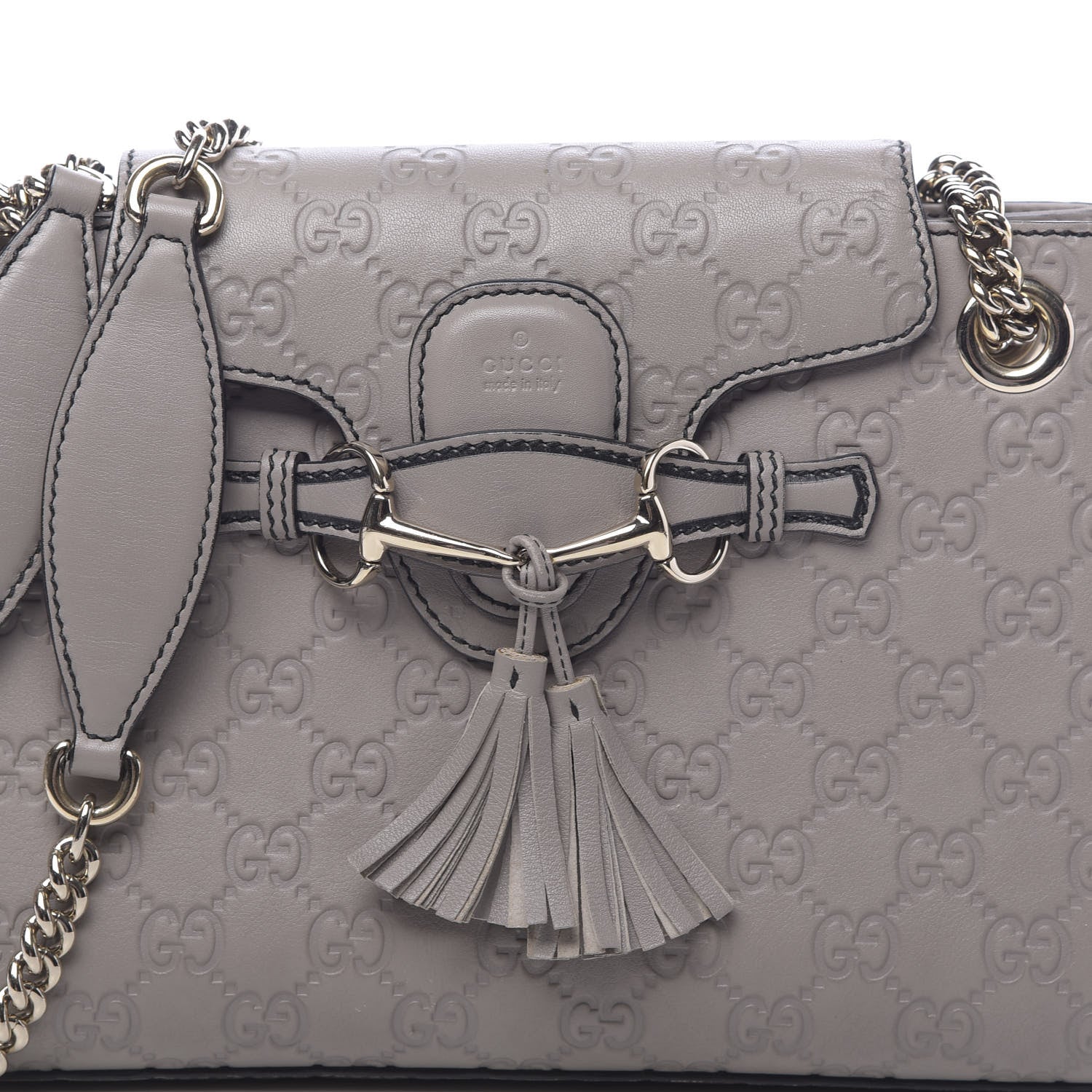 Gucci Guccissima Small Emily Chain Shoulder Bag Storm Grey 13 of 13