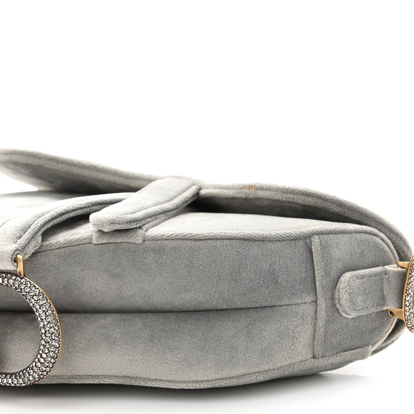 Velvet Crystal Mini Saddle Bag Grey