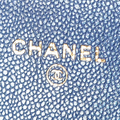 Chanel Iridescent Caviar Quilted Flap Card Holder Wallet Dark Blue 6 of 9