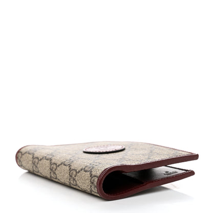 Gucci GG Supreme Monogram Azalea Calfskin Retro Interlocking G Passport Case Beige Red 4 of 8