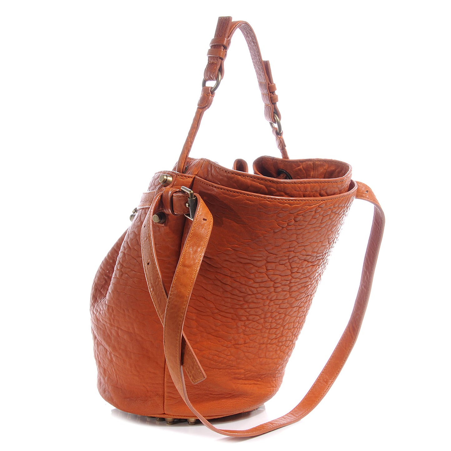 Pebbled Leather Diego w Antique Brass Hardware Tangerine
