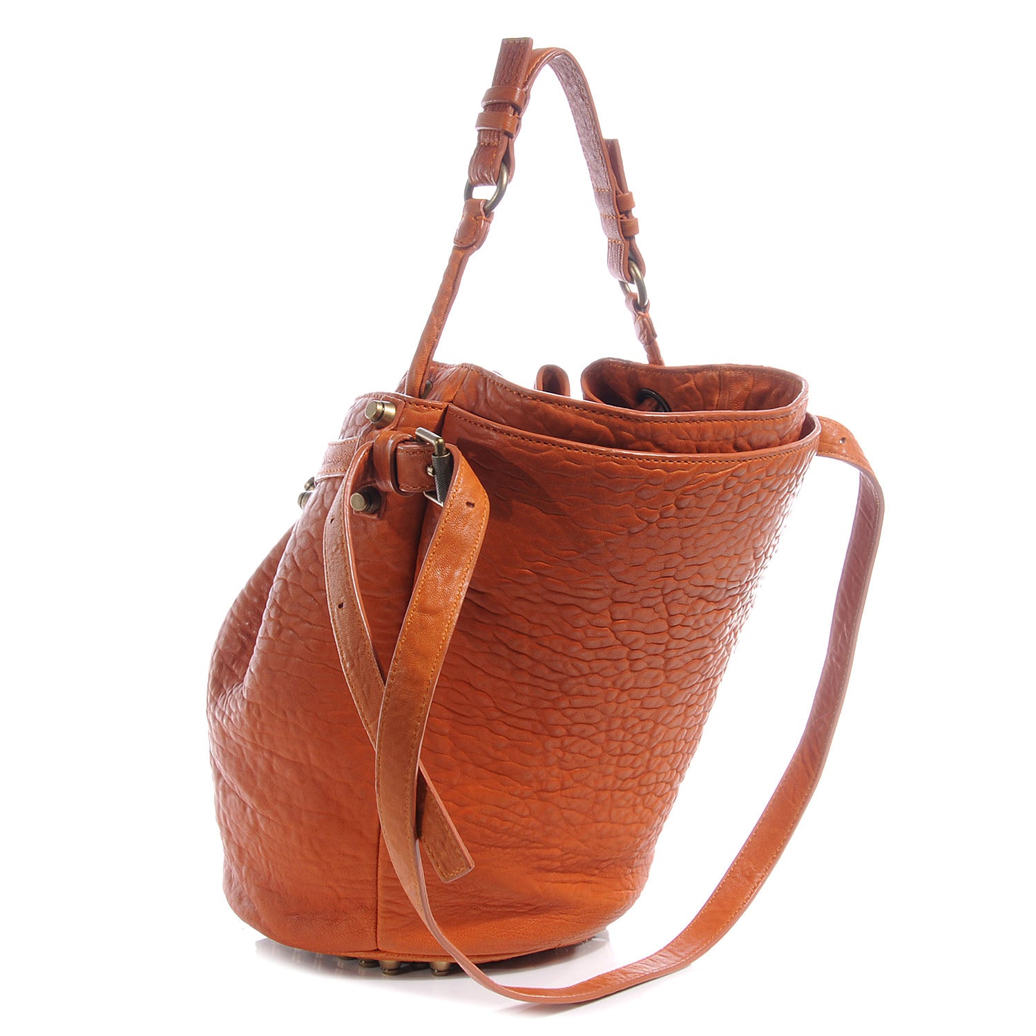 Alexander Wang Pebbled Leather Diego w Antique Brass Hardware Tangerine 3 of 7