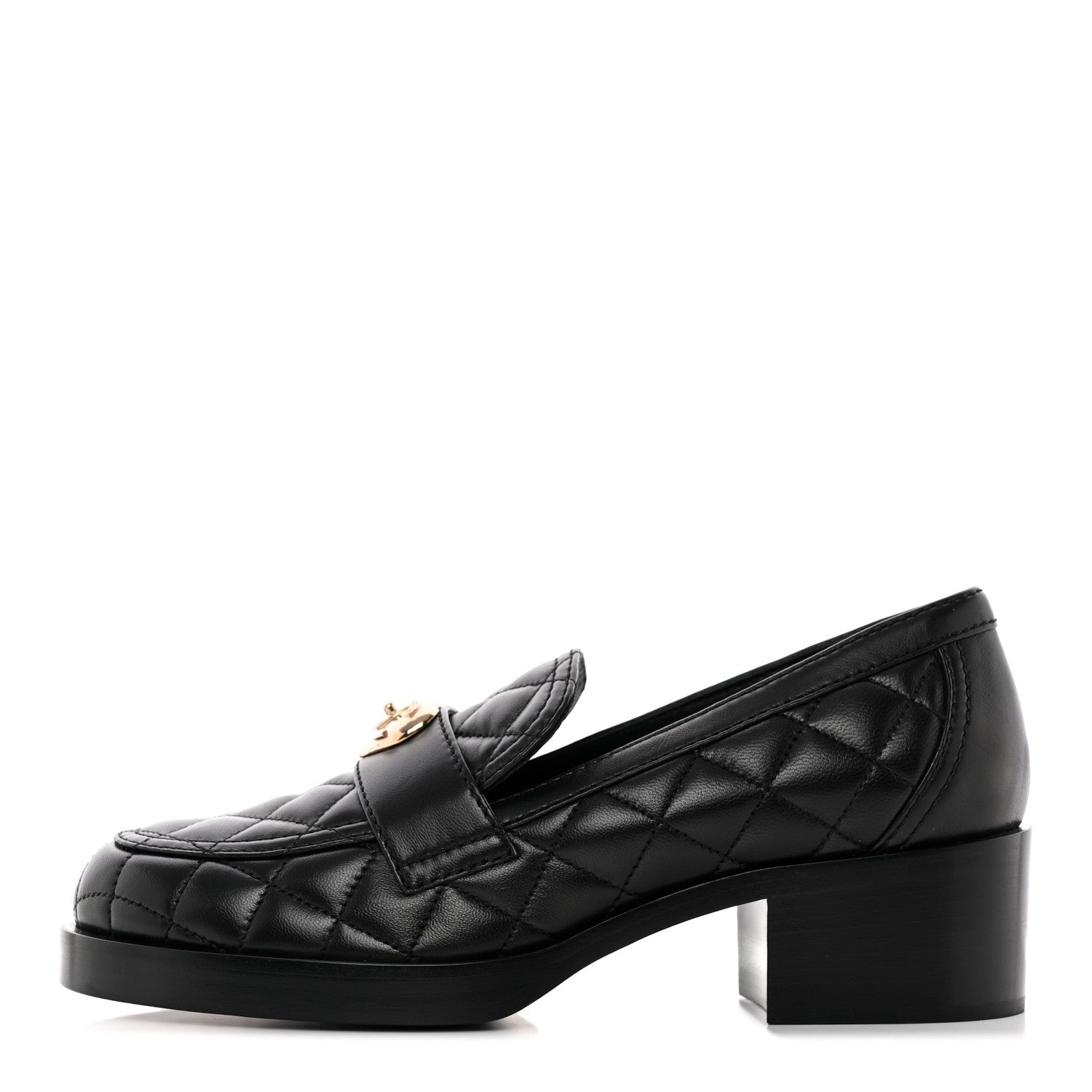 Chanel Lambskin Quilted CC Heart Loafers 38 Black 1 of 14
