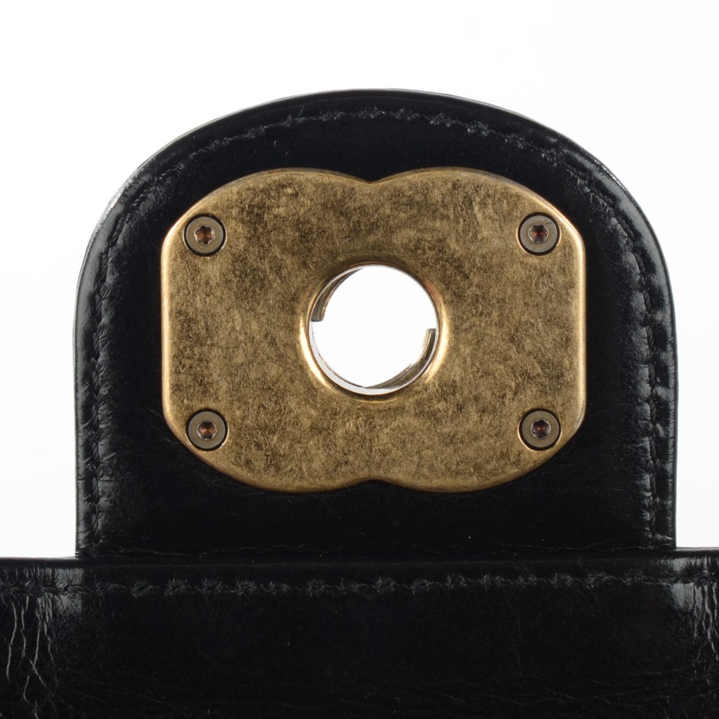 Glazed Calfskin Quilted Large Perfect Edge Flap Black