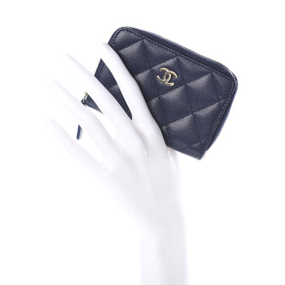 Chanel Caviar Quilted Zip Coin Purse Dark Blue 2 of 7