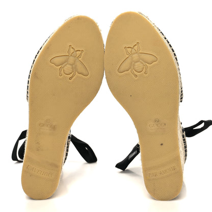 Gucci Nappa Matelasse GG Marmont Ankle Wrap Platform 35/120mm Espadrille Wedges 40 Black 5 of 9