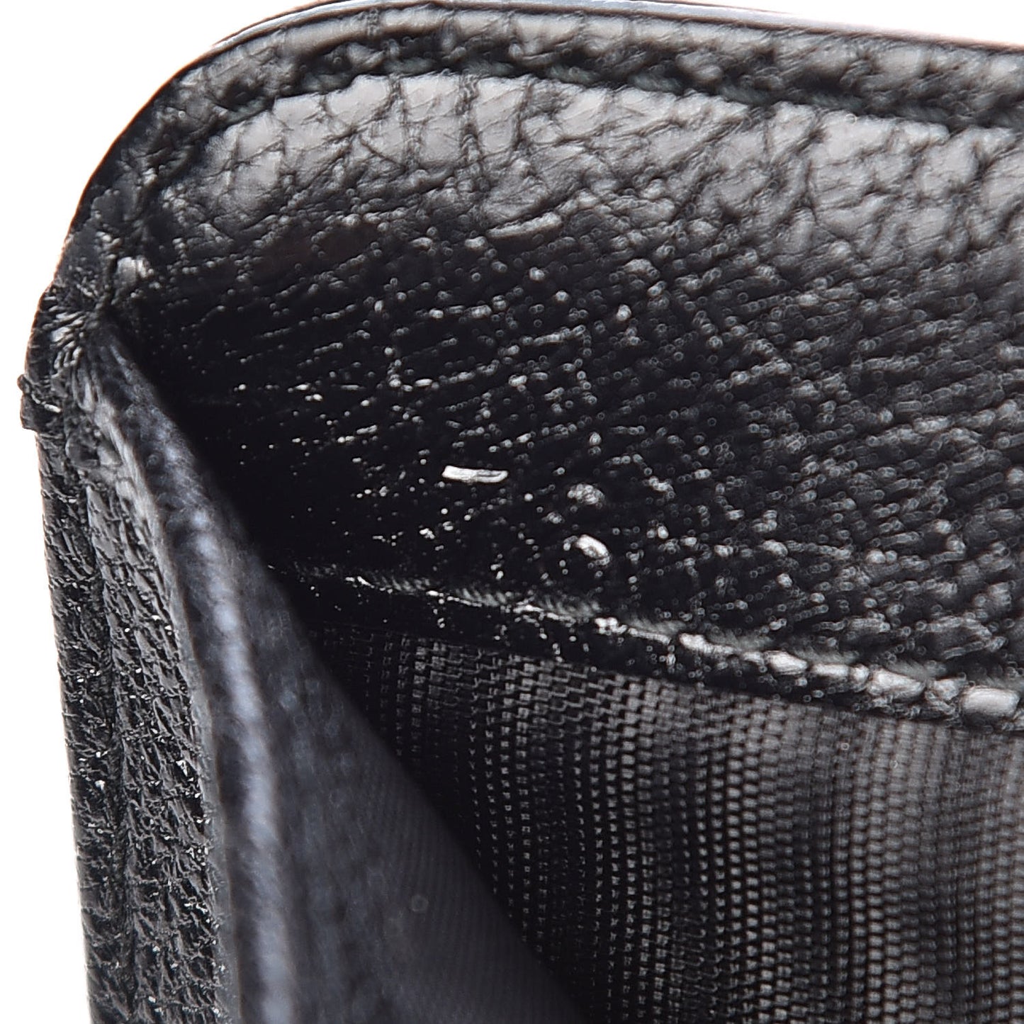 Goatskin Studded Madras Zip Compact Wallet Black