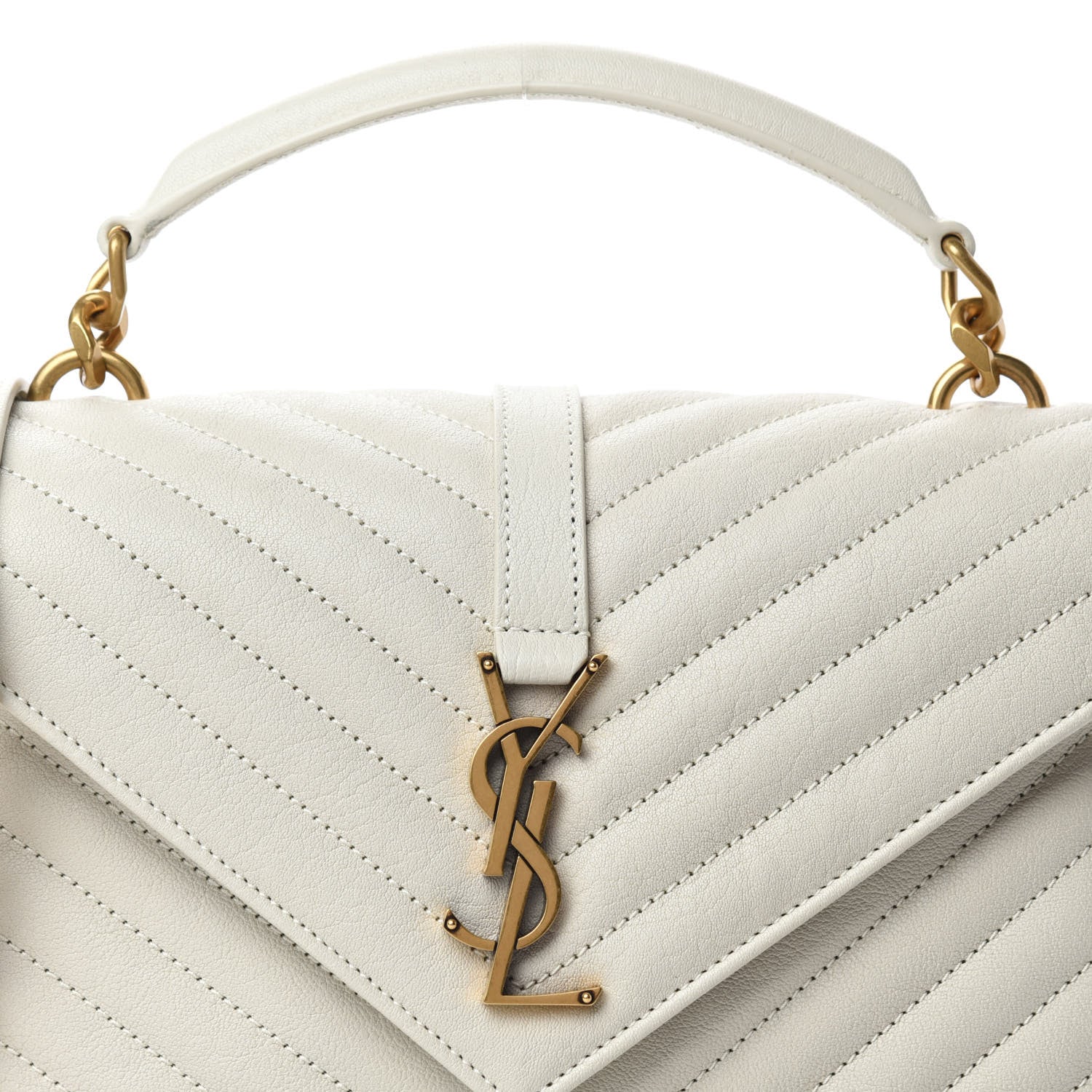 Saint Laurent Sheepskin Matelasse Chevron Monogram Medium College Bag Crema Soft 11 of 11