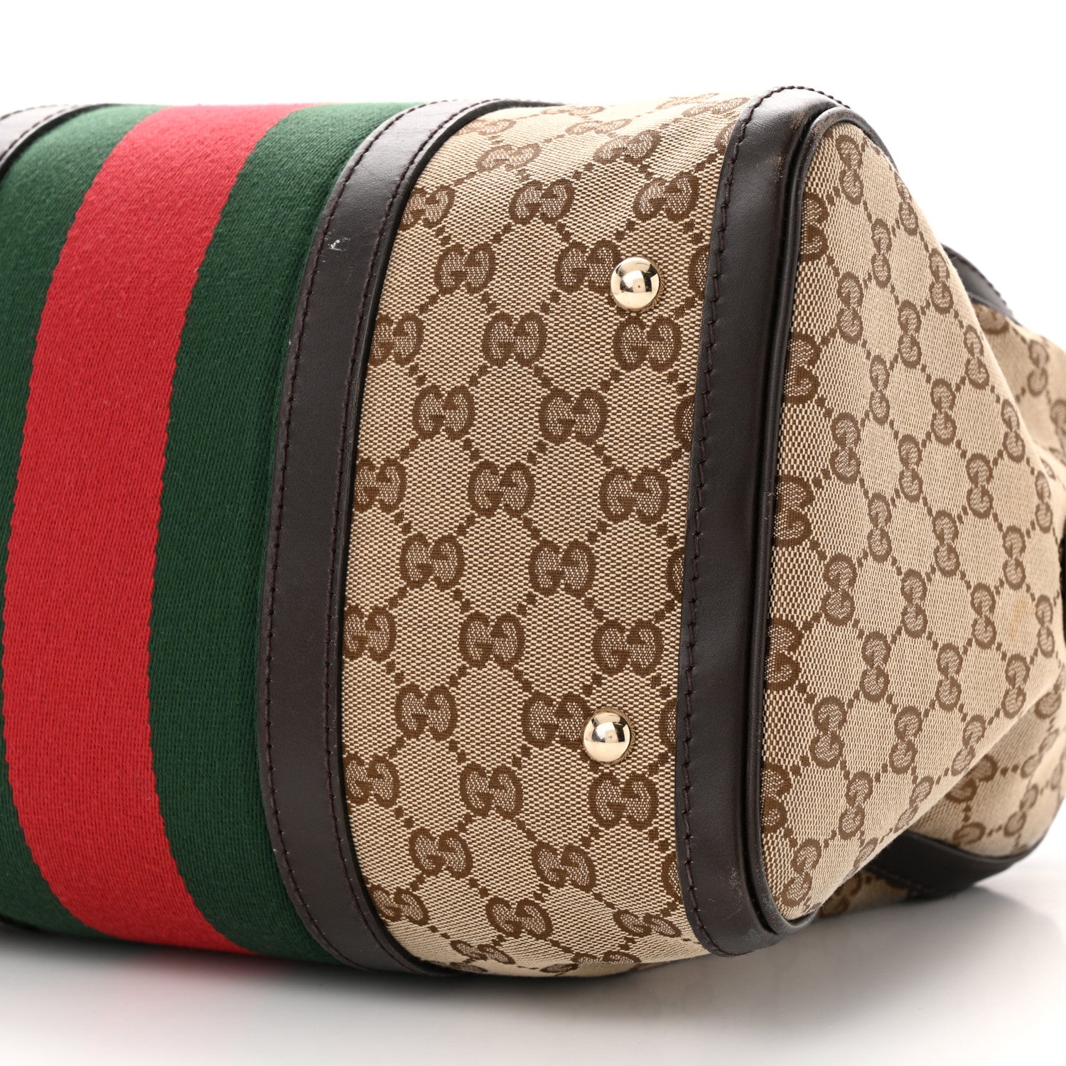 Gucci Monogram Vintage Web Medium Boston Dark Brown 10 of 16