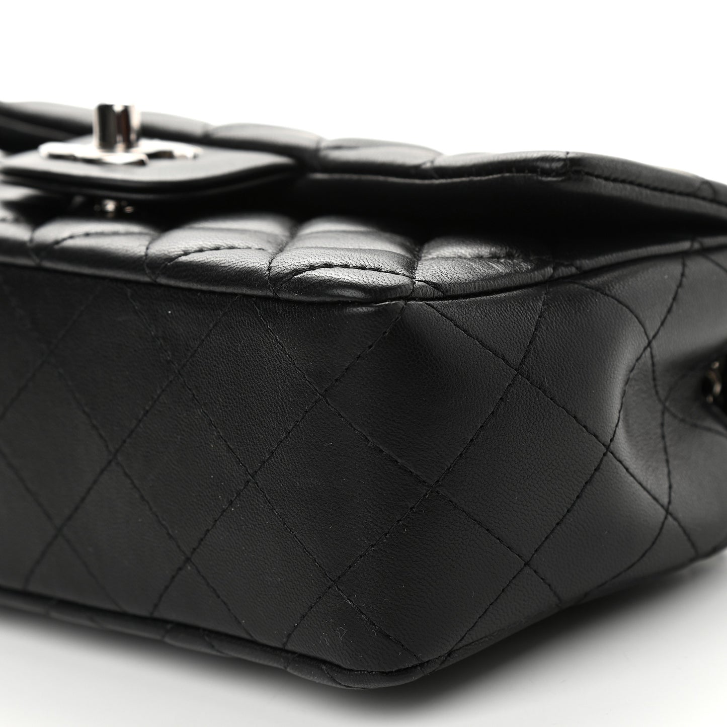 Lambskin Quilted Mini Rectangular Flap Black