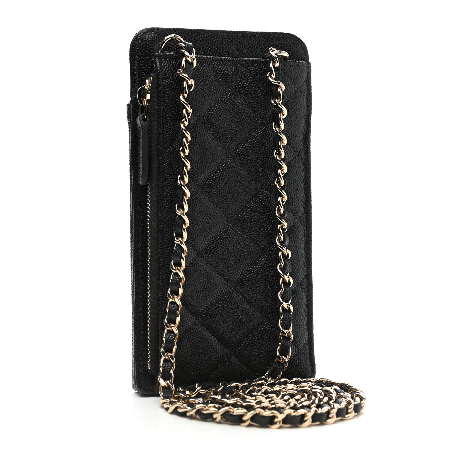 Caviar Quilted CC Phone Holder Black