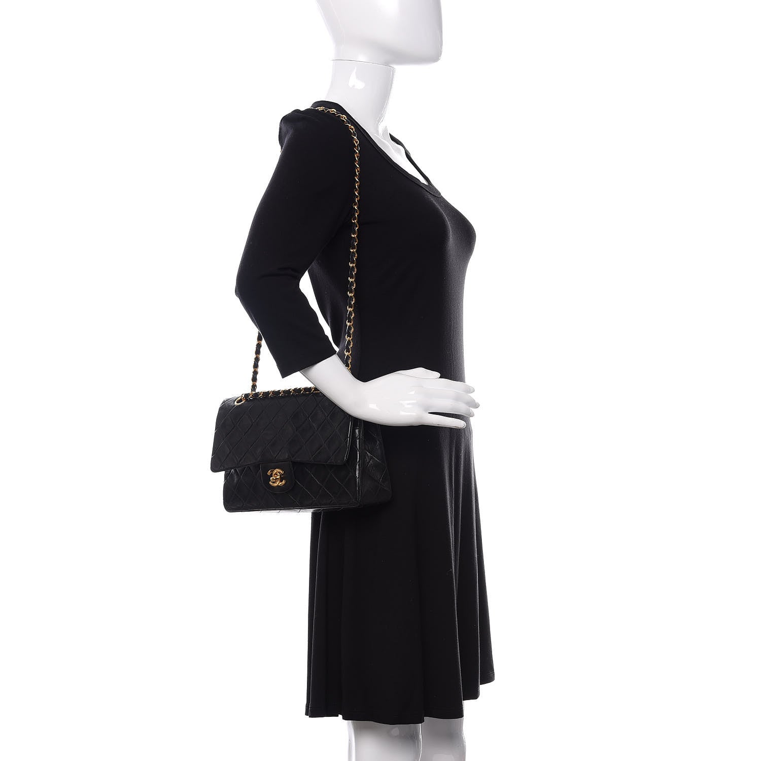 Chanel Lambskin Quilted Medium Double Flap Black 2 of 13