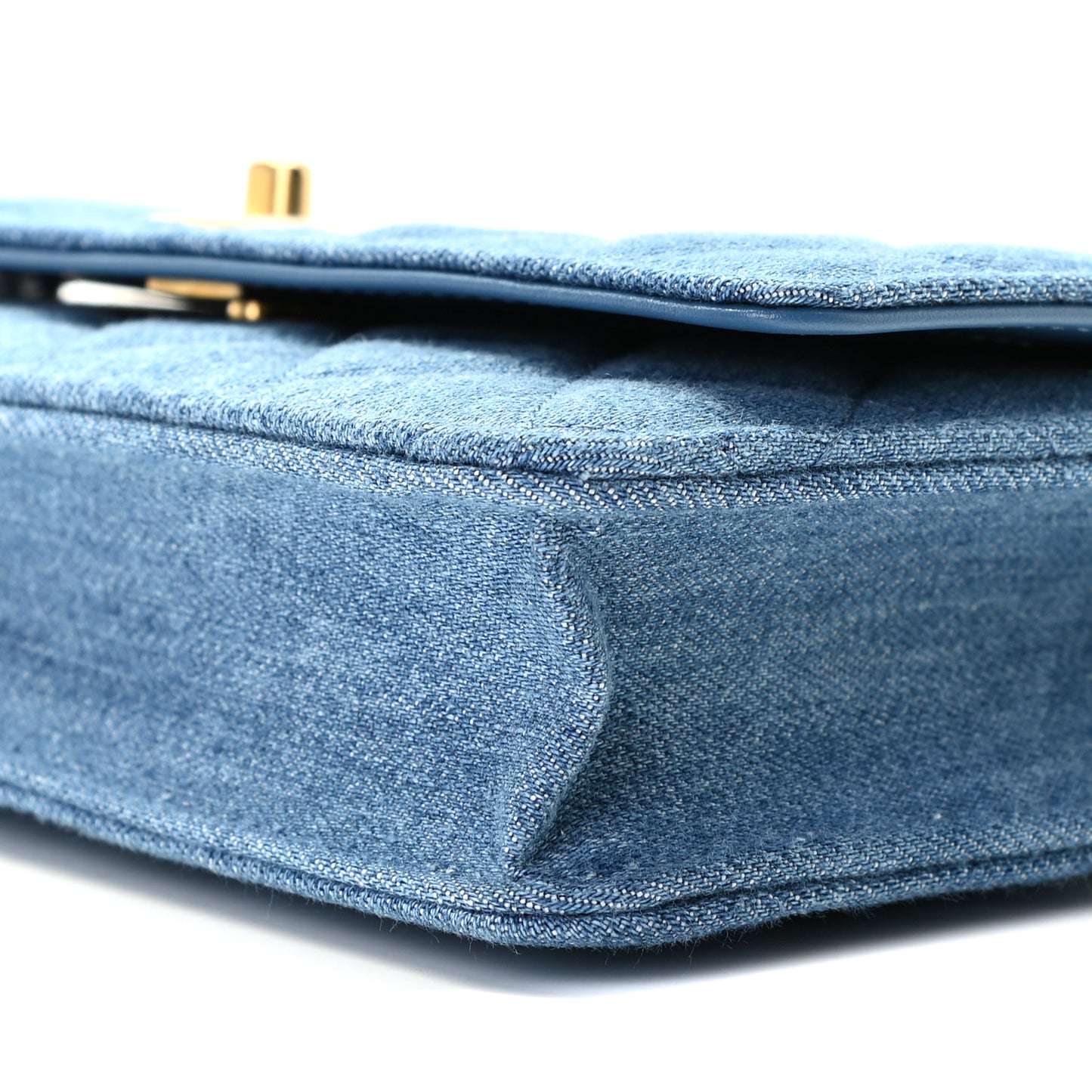 Denim Quilted CC Pearl Crush Wallet On Chain WOC Blue
