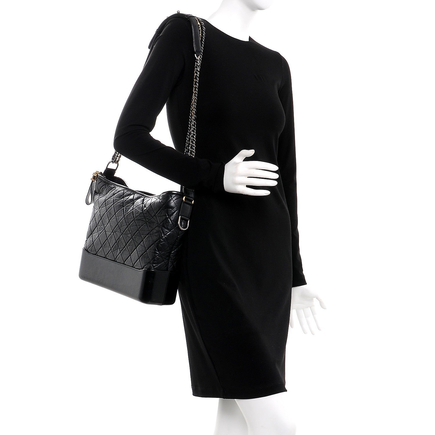 Chanel Aged Calfskin Quilted Large Gabrielle Hobo Black 3 of 12