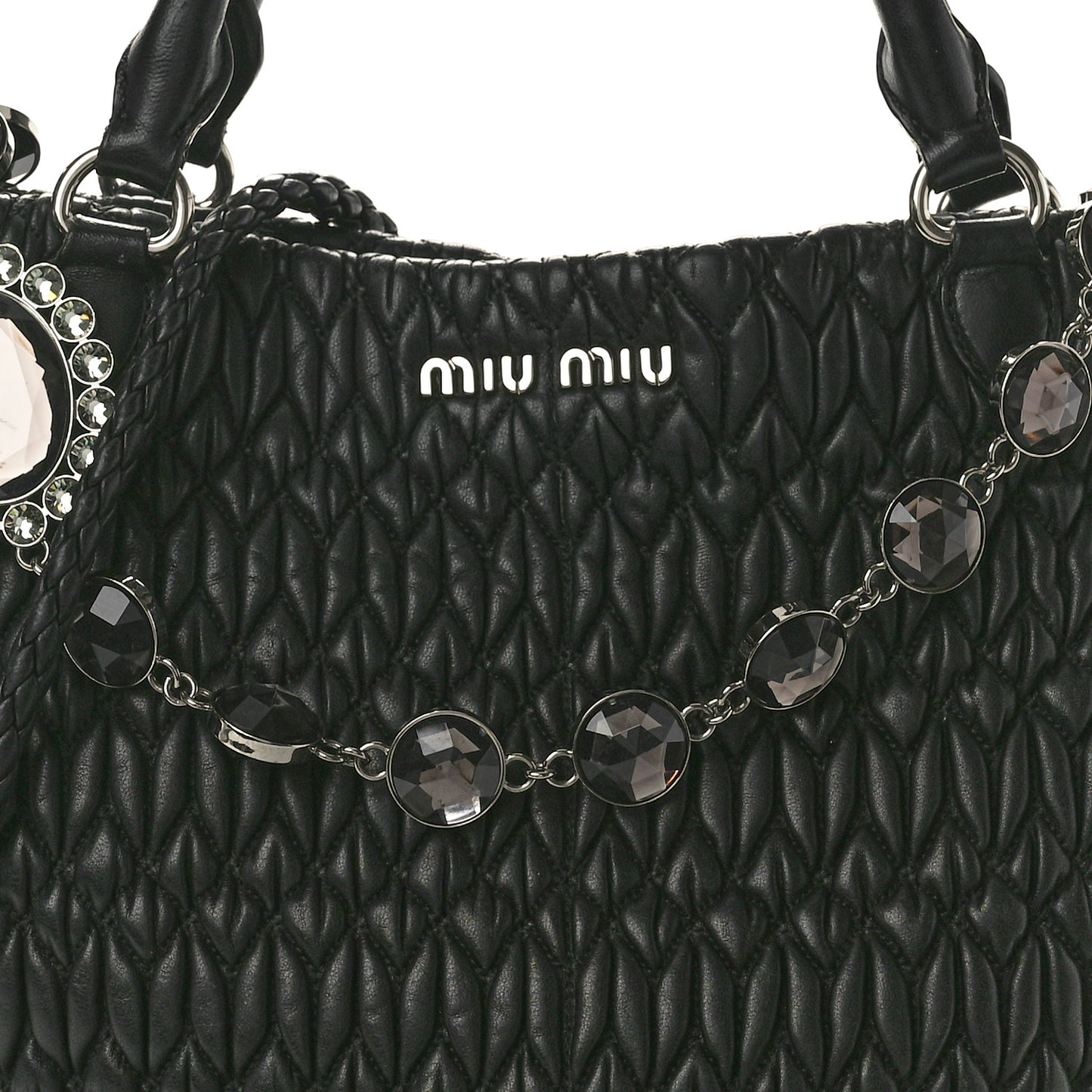 Nappa Matelasse Swarovski Crystal Tote Black