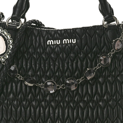 Miu Miu Nappa Matelasse Swarovski Crystal Tote Black 7 of 12