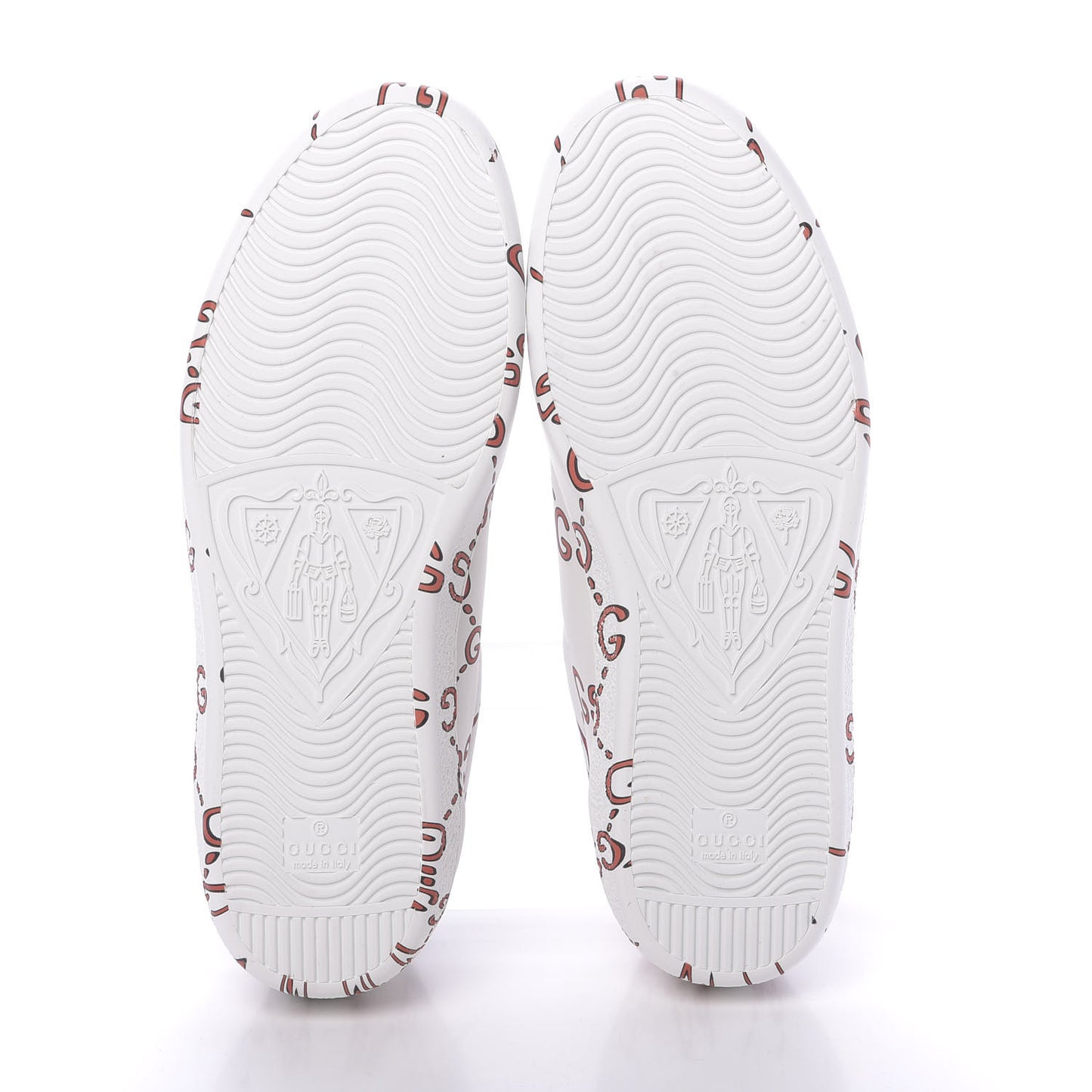 Calfskin GucciGhost Print Mens Ace Sneakers 7.5 White Hibiscus Red
