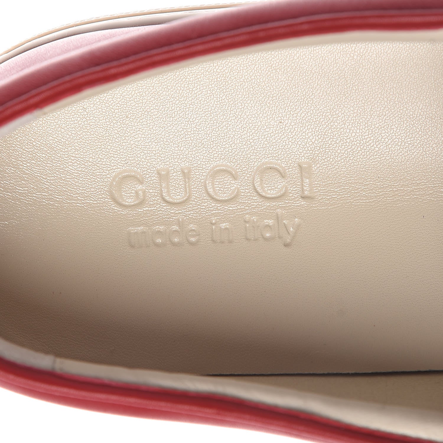 Gucci Canvas Sylvie Stripe Logo Mens Dublin Slip On Sneakers 8 Mystic White Hibiscus Red Maritime 6 of 8