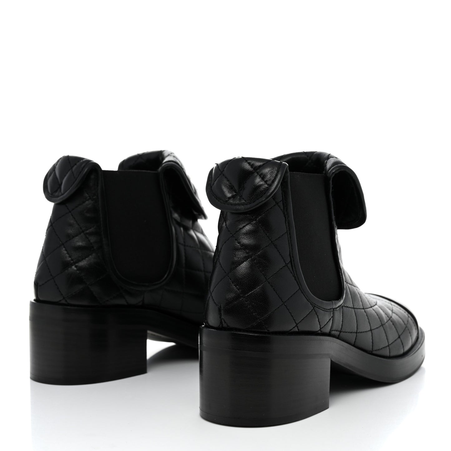 Lambskin Quilted Cap Toe CC Turnlock Booties 39.5 Black