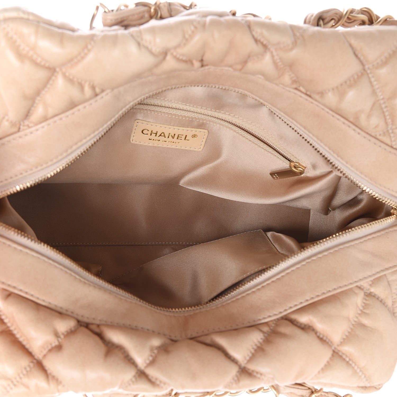 Chanel Lambskin Bubble Quilt Bowler Beige 5 of 14