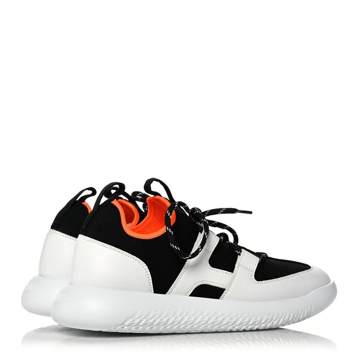 Technical Canvas Calfskin Womens Duel Sneakers 36 White Black