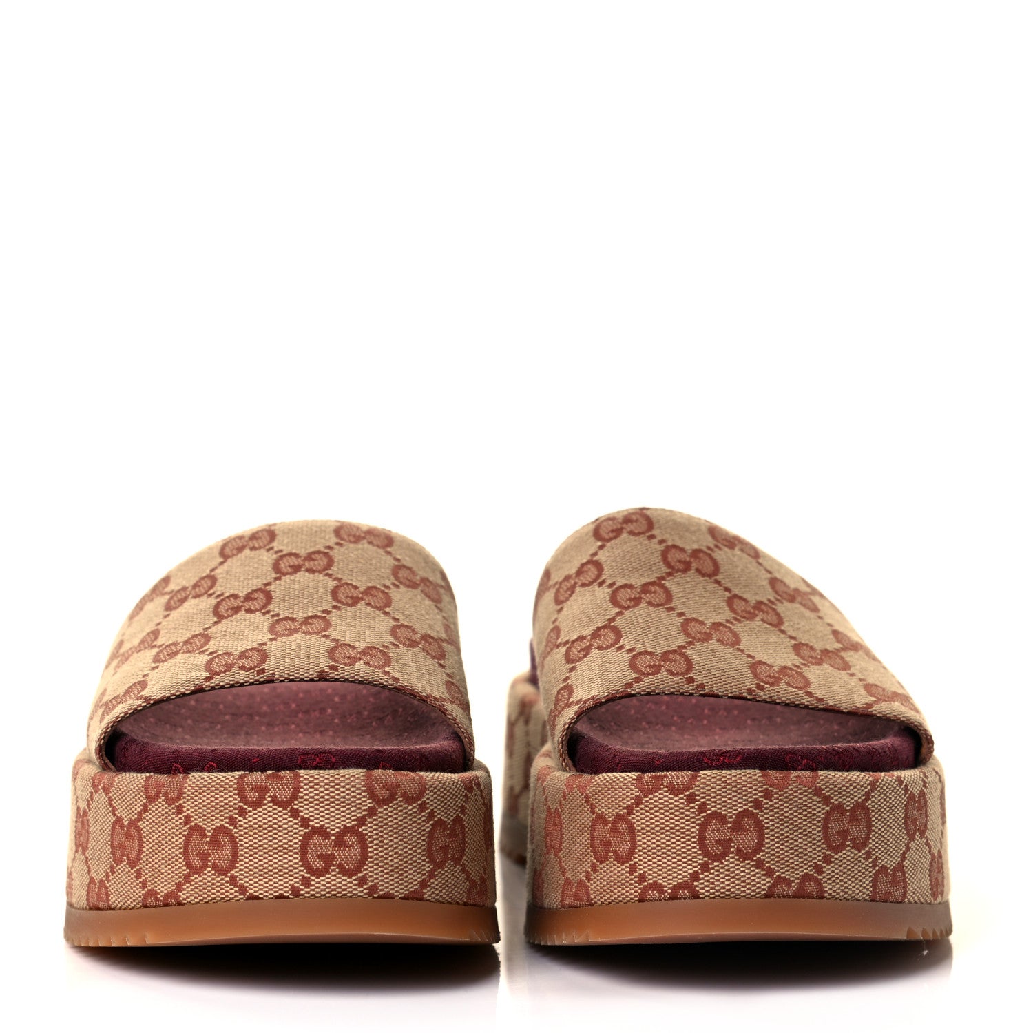 Gucci Canvas GG Monogram Angelina Platform Slide Sandals 37 Beige Ruggine 3 of 8