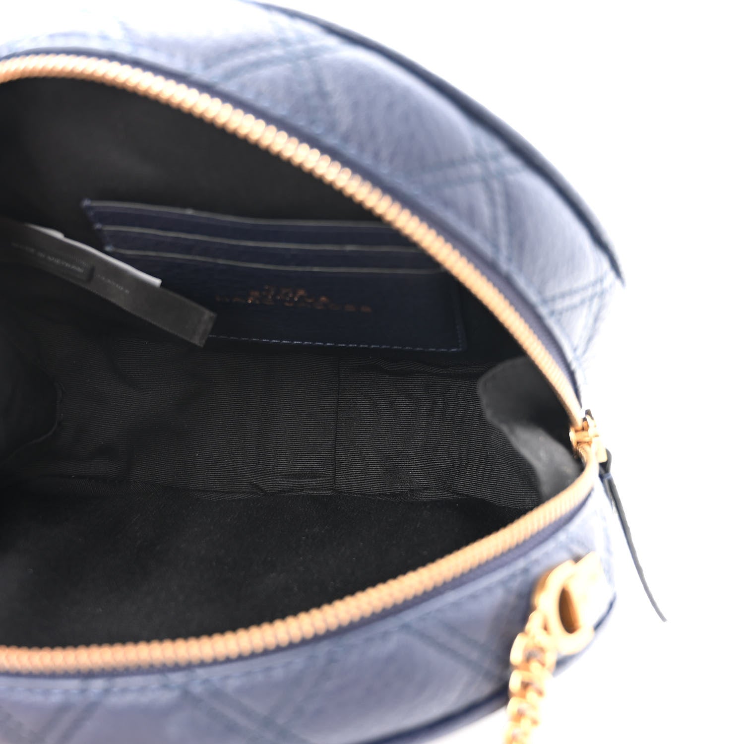 Marc Jacobs Grained Calfskin Quilted The Status Round Crossbody Navy 5 of 10