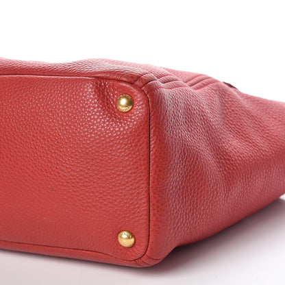 Prada Vitello Daino Side Pocket Tote Rosso 9 of 9