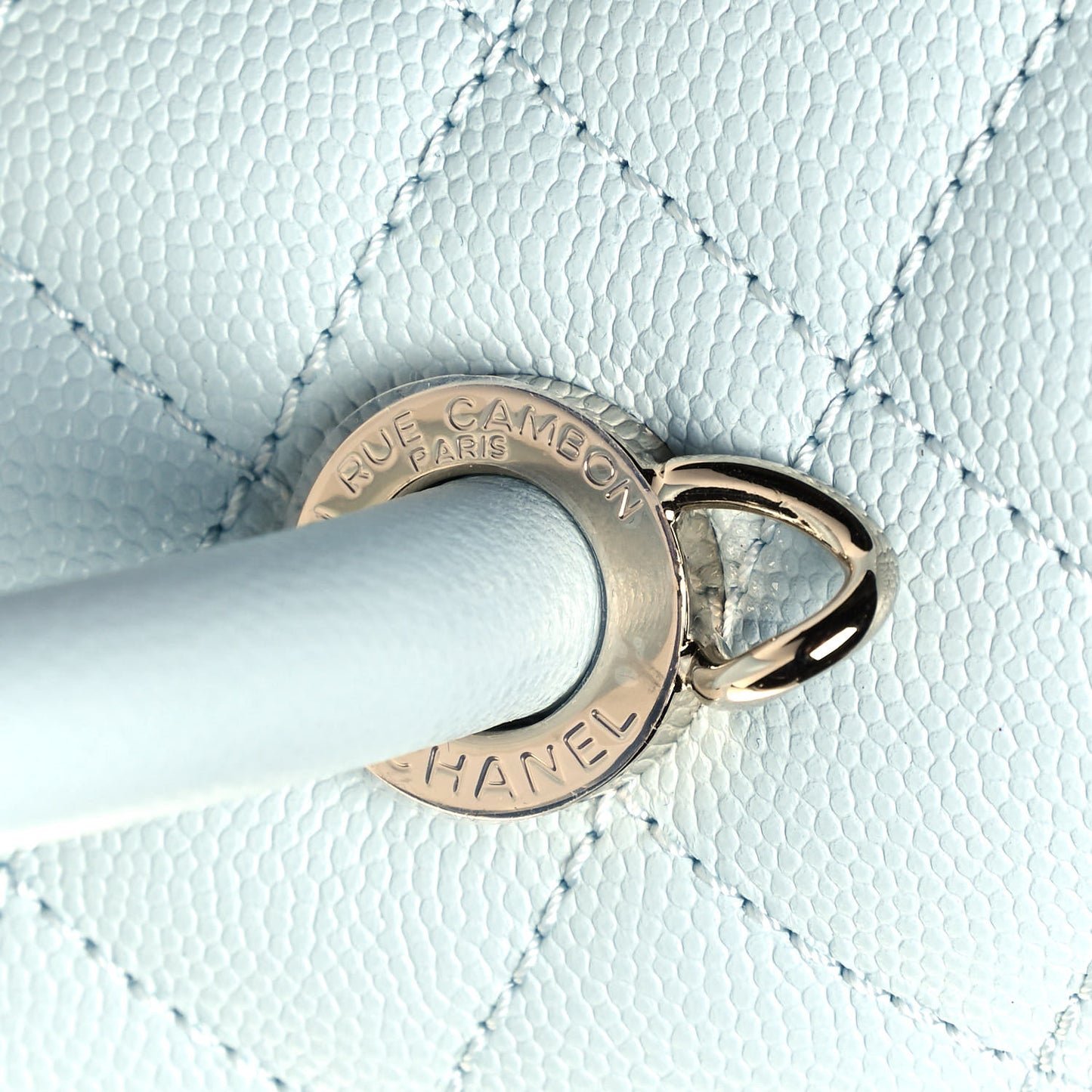 Caviar Quilted Small Coco Handle Flap Light Blue