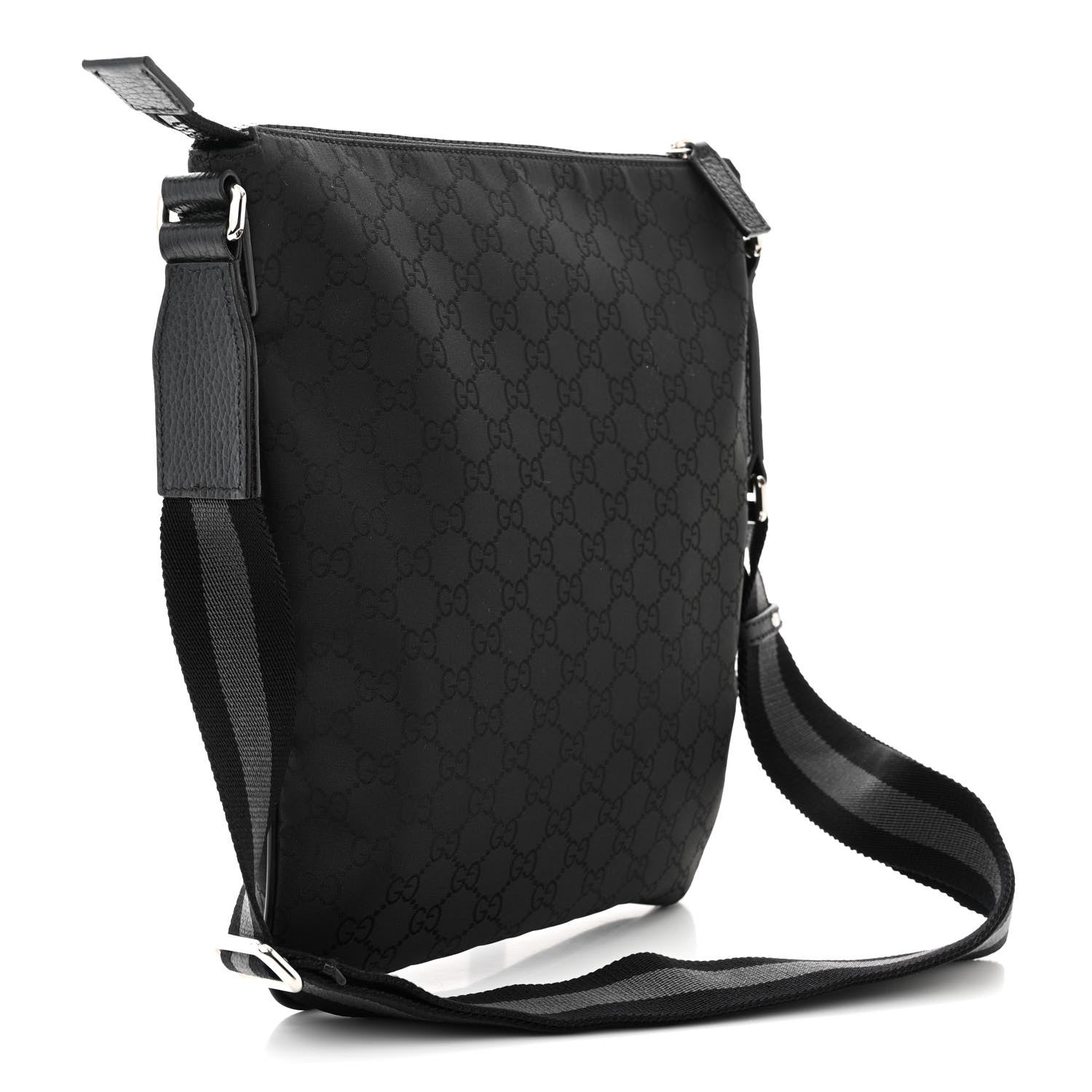 Gucci Nylon Monogram Small Flat Messenger Bag Black 3 of 10