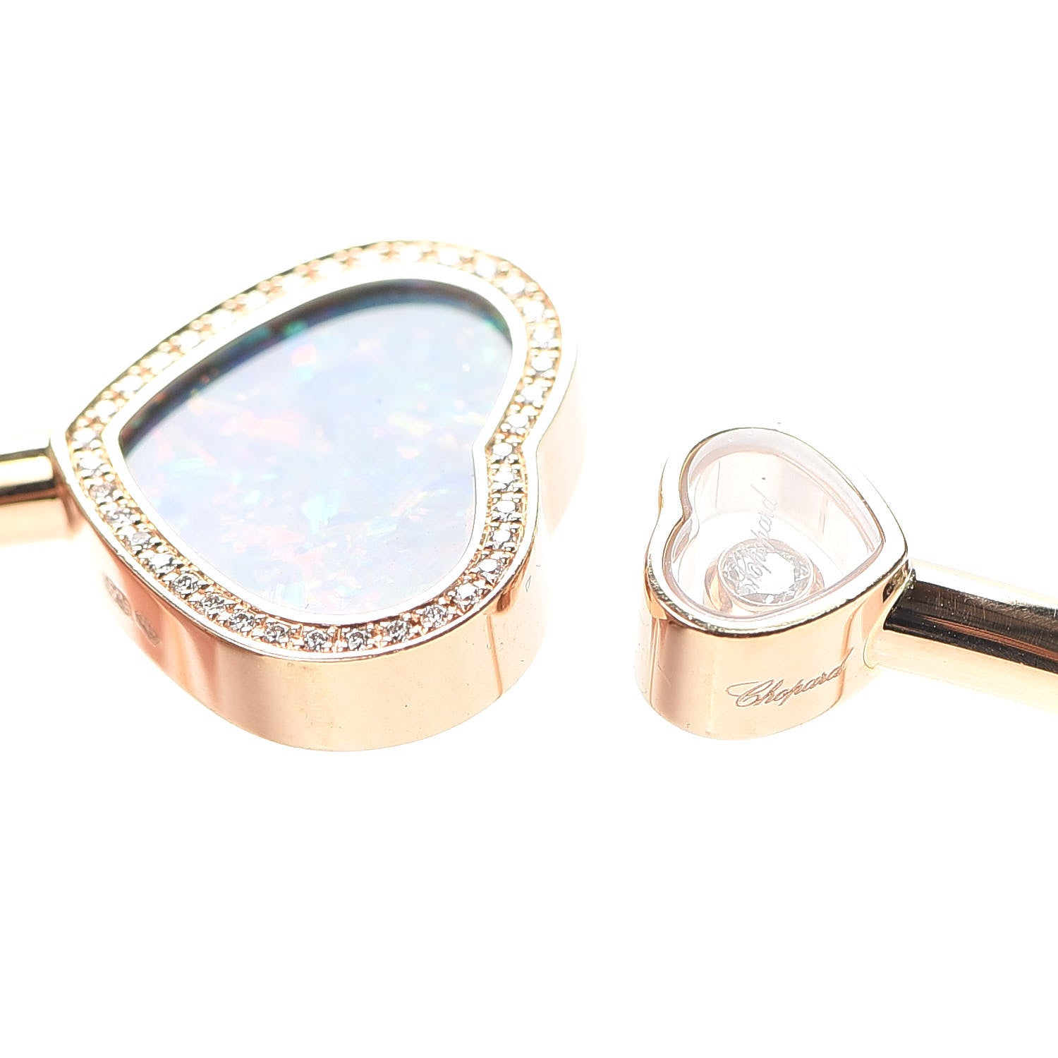 Chopard 18K Rose Gold Diamond Opal Happy Hearts Bangle Bracelet 6 of 8