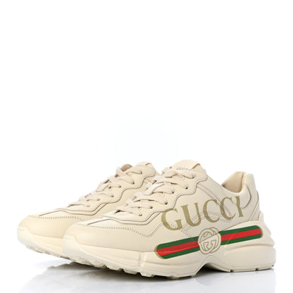 Gucci Calfskin Logo Womens Rhyton Sneakers 37.5 Ivory 3 of 13