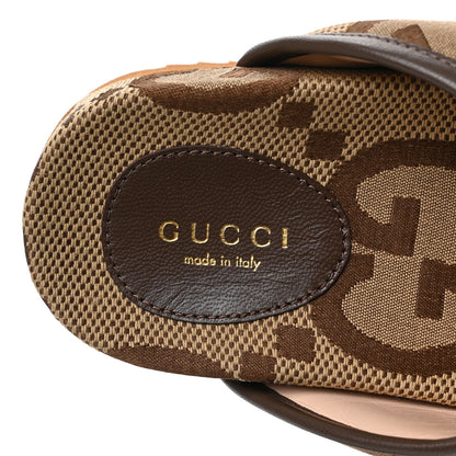 Gucci Monogram Jumbo GG Nappa Samoa Platform 40mm Slide Sandals 35 Camel Ebony New Acero 7 of 8