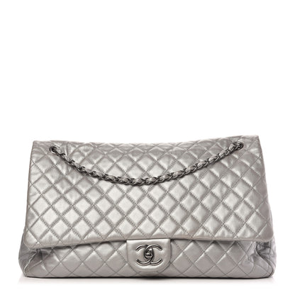 Chanel Metallic Caviar Quilted XXL Travel Flap Bag Silver 1 of 9